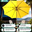 9FT Solar-Powered LED Patio Umbrella with Tilt Crank,Outdoor Market Umbrella with 32 Lights,Sunshade for Deck, Garden and Pool
