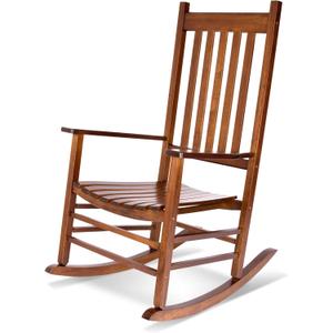 Shine Company Vermont Porch Rocker, High Back Wood Rocking Chair, Oak (1-Pack)