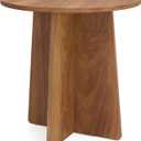 Round End Table Made by Mortise-Tenon CraftsmanshipRustic Brown Side Table with Large Tabletop (Rustic Brown)
