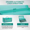 Amazon Basics Steel Tool Box Storage and Organization Drawers, Tool Storage with Powder Coat Finish, 18.11 x 8.66 x 9.45 in, Turquoise