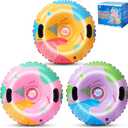 3Pack Snow Tubes, Snow Tubes Sleds for Sledding Inflatable Snow Tube, Thickened Heavy Duty Sleds for Winter with Handles, Cold-Resistant Inflatable Snow Toys,Snow Sleds for Family Outdoor Activities (01)