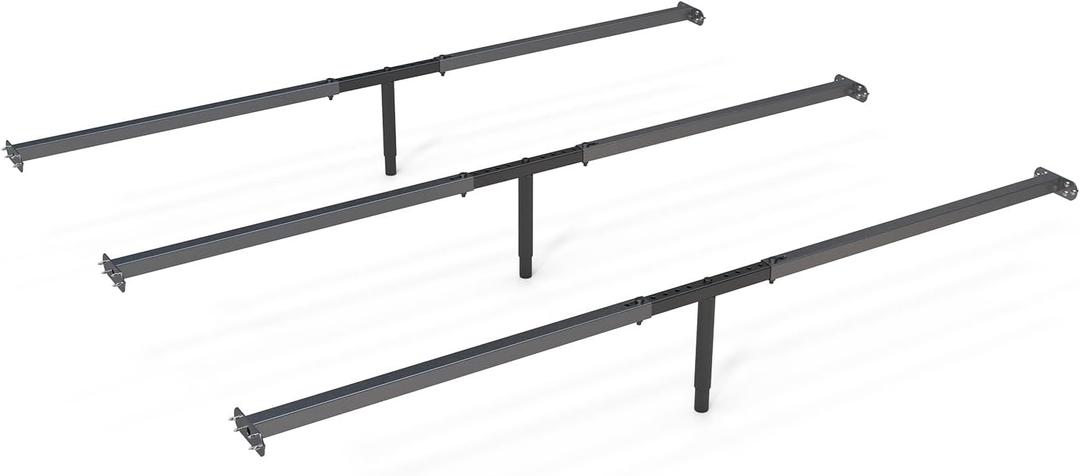 Bed Frame Support System 3Pack 58in-68in, Adjustable Bed Frame Center Support, Bed Support Slats for Queen and King Mattress, Box Springs, and Universal Bed Foundations (Black/3pack, 58Inch-68Inch)