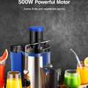 QCen Juicer Machine, 500W Centrifugal Juicer Extractor with Wide Mouth 3 Feed Chute for Fruit Vegetable, Easy to Clean, Stainless Steel, BPA-free (Blue)