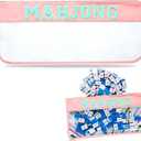 American Mahjong Tile Bag with Zipper,Empty Clear Waterproof Mahjong Bags,Mahjong Accessories and Gifts for Game Lover Gift Travel (Pink)