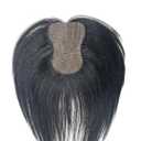 Anemone Human Hair Topper 16g No Clip Magic Paste Hairpiece 7x10cm Full Hook and Loop Skin Base Fringe Bangs for Front Thinning (1B Middle Bangs)