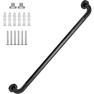 32 Inch Shower Grab Bar 1.25" Dia, Black Anti Slip Bathroom Grab Bar, 304 Stainless Steel Knurled Handicap Grab Bars, Safety Support Handrail, Assist Bath Shower Handle for Elderly Injury Senior