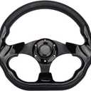 D Shape Style Golf Cart Steering Wheel Universal Design for Club Car Ds and Precedent EZGO RXV & TXT, Yamaha Golf Cart Steering Wheel (Black-56F)