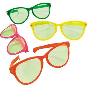 Fun Express Jumbo Giant Sunglasses - Set of 12 Wacky Oversized Pairs - Novelty Clown Glasses and Photo Booth Party Props