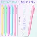 Thenshop 100 Pieces Retractable Black Gel Ink Pens 0.5mm Fine Point Writing Pens Pastel Office Supplies for Writing Journaling Taking Notes School Office