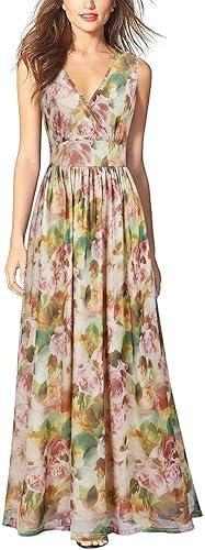 WOOSEA Women Sleeveless Deep V Neck Sexy Mesh Loose Maxi Casual Long Dress, XL