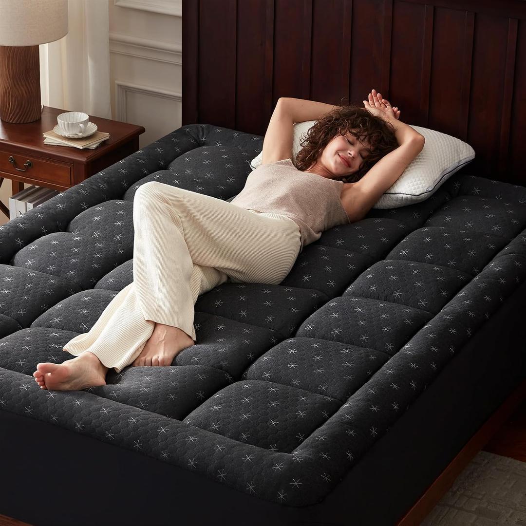Anluoer King Size Mattress Topper,Memory Foam Pillow Top Mattress Pad