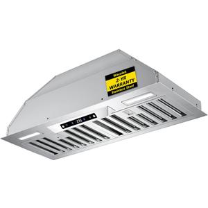 Range Hood 30 Inch Built-in/Insert Vent Hood Stainless Steel Kitchen Hood, 900 CFM Gesture/Touch Control, 3 Speed Exhaust Fan with Charcoal Filter, Ducted/Ductless Convertible, ETL Certification