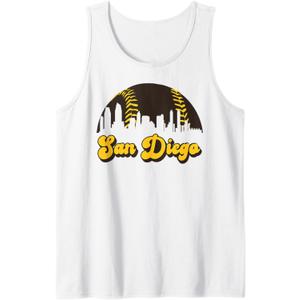 San Diego Baseball Vintage Skyline Cool Retro SD Jersey Tank Top Medium