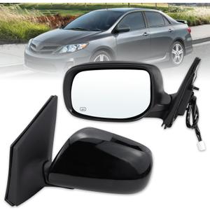 Left Driver Side Mirror Compatible With 2009 2010 2011 2012 2013 Toyota Corolla With Power Glass Manual Folding Heated Black Replace#8790902A81(5Pins