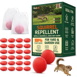 Squirrel Repellent Outdoor Peppermint Oil Squirrel Repellent Moth Balls, 24-Pack Powerful Chipmunk Repellent Peppermint Balls for Outdoor, Pet Safe Botanical Squirrel Deterrents for Garden, CA