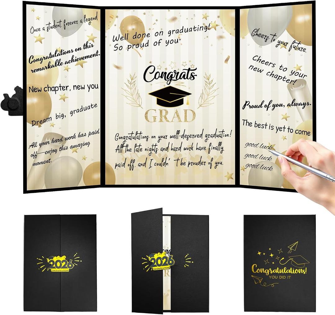 3 x Black & Gold Pearl Graduation Guest Book 2026 Signature Edition for Graduation Celebration Party Supplies