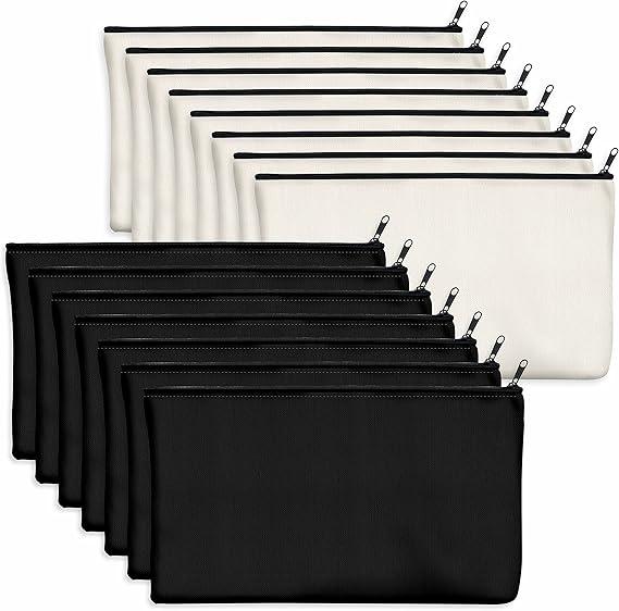 20 Pack Blank Cotton Canvas DIY Craft Zipper Bags Pouches Pencil Case for Makeup Cosmetic Toiletry Stationary Storage
