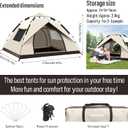KOMCLUB 3-4 Person Waterproof Camping Tent, Windproof Outdoor Family Tent‌