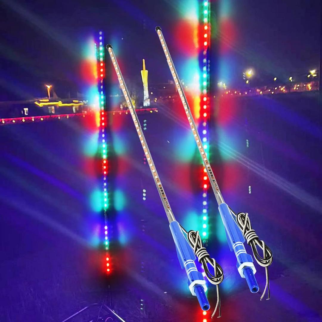 2Pcs LED Whip Lights,2.4FT RGB 270 Light Auto Flowing LED Whip Light for ATV UTV RZR Off-Road Truck Boat Can-am, DC12V (2.4ft/2pcs)