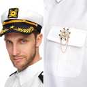 Spooktacular Creations 5 PCs Halloween Captain Costume Men, Sailor Costume Men, Sailor Uniform for Halloween Party Cosplay (White, L)