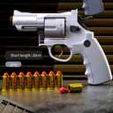 Revolver  Pistol, Interlocking Foam Dart Blaster, Safe and Fun Shooting Game for Boys, Puzzle Toys with Soft Bullets, Suitable for 14+ Years Old Boys and Girls (Grey)