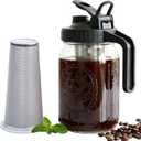 Cold Brew Coffee Maker 32 Oz Wide Mouth Mason Jar Pitcher With Stainless Steel Filter 1 Quart Airtight & Leak-Proof Cold Brew Pitcher With Pour Spout Lid and Handle For iced Coffee Tea and Lemonade