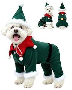 CuteBone Christmas Dog Costumes for Small, Medium, Large Dogs – Elf Pet Cosplay Outfits | Cute Puppy Costume for Holiday Party, Dress-Up, Photo Shoots GBZ07S