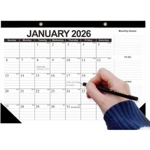 3 x 17"12" Wall Calendar 2026.01-2027.6 Desk or Wall Calendar from January 2026 to June 2027, 18 Months Calendar with Thick Paper for Family or Office (Black)