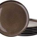 LERATIO Ceramic Plates Set of 6, 8.5 Inch Reactive Glaze Light Weight Porcelain Salad Plates, Modern Shape Dinnerware Dishes Set for Microwave&Dishwasher &Oven Safe, Scratch Resistant-Chestnut