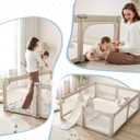 Sweeby Baby Playpen, 59x59 Inch Baby Gate Playpens for Babies and Toddlers, Extra Large Playpen with Door Play Yard for Fence Indoor and Outdoor Play Pen, Oat Khaki