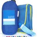 Super Towel for Sports, Travel & Beach  Extra Large, Lightweight, Compact, Absorbent, Quick-Drying, Soft Microfiber Suede  For indoors, outdoors, pool, gym, camping (Blue+Yellow, XL (60x32"))