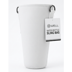B•WELL Water Bottle Sling Bag. Adjustable Strap. White