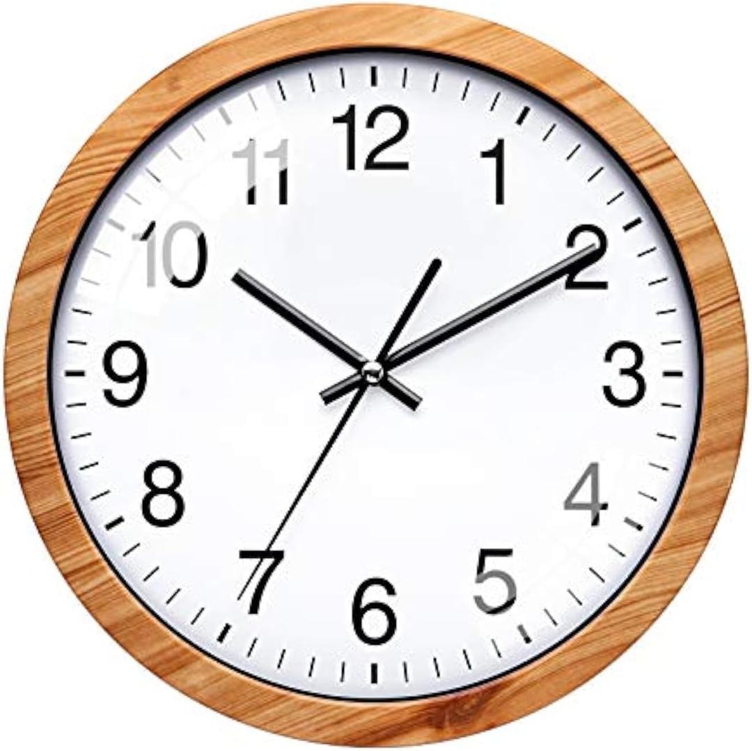 NUOVO 10 Inch Wooden Round Wall Clock Silent & Non-Ticking Retro Wall Clock Operated for Living Room Bedroom Kitchen(26 cm/ 10")