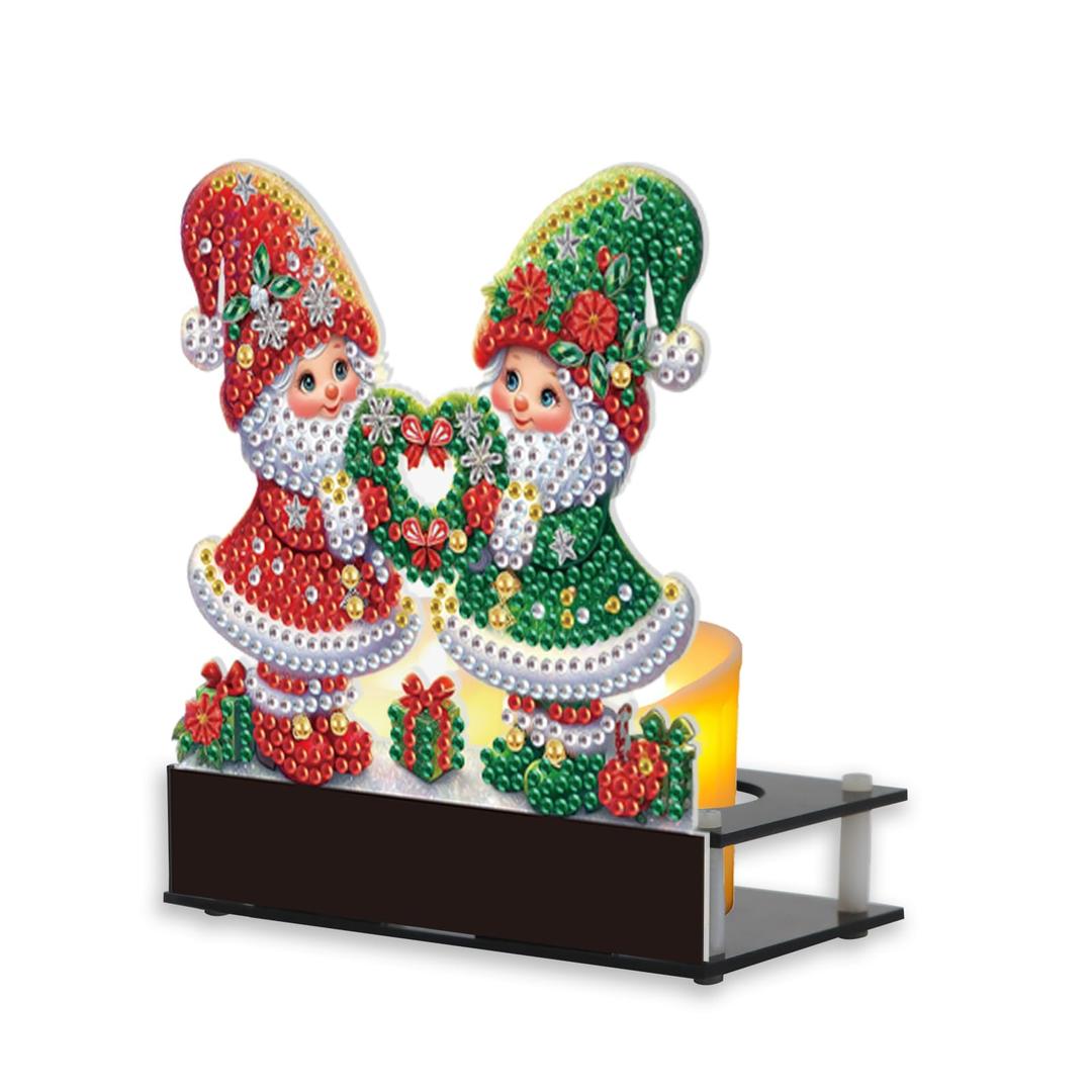 TDFERAN Diamond Art Kits for Adults Candlestick Holders Christmas 12x11cm Diamond Painting Candle Holder Candle Sticks Holder Decor for Pillar Candles for Halloween Decorations Santa Claus