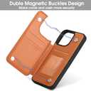 Arae Compatible for iPhone 15 Pro Max Case with Card Holder - Wallet Case with PU Leather Card Pockets Back Flip Cover for iPhone 15 Pro Max 6.7 inch - Litchi Brown