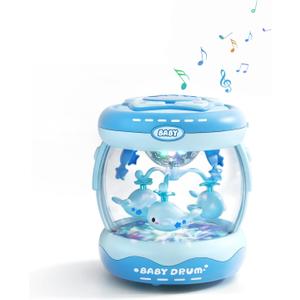 Baby Light Up Musical Toys for 6-12 Months,Rotating Crawling Tummy Time Infant Toys for Toddler 12-18 Months,Early Learning Baby Toy Gifts for Babies 3-6 7 8 9 12-18 MonthBlue