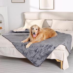 80"x 60" Waterproof Dog Blanket for Large Dogs, Dog Bed Cover for Bed Couch Sofa, Liquid Pee Proof Pet Blanket Washable, Soft Reversible Sherpa Fleece Cover Furniture ProtectorGray, 80"x 60"
