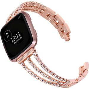 Metal bands Compatible with Fitbit Versa 3Versa 2Versa Bands Women,Adjustable Diamond Metal Elegant style Strap Replacement Compatible with Fitbit Versa 3Sense Women (Rose Gold)