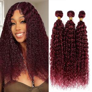 Dark Burgundy Wine Red Bundles Human Hair #99J Curly Wave Bundles Color 99J Weave Double Weft Brazilian Virgin Human Hair Extensions 10 12 14 Inch