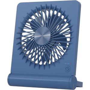 Small Desk Fan,Rechargeable USB Fan Battery Operated,Ultra Quiet, Strong Wind, 3 Speeds Travel Fans (Blue)
