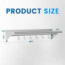 Treshin Stainless Steel Shelf with 6 Hooks 14 x 48 Inches, Commercial Wall Mount Floating Shelving Storage Pot Rack for Restaurant, Kitchen, Home, Bar and Hotel