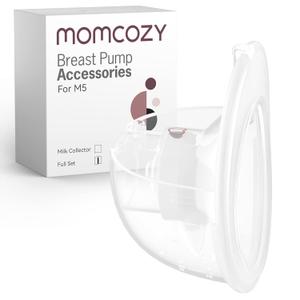Momcozy Full Set Collector Cup Only Compatible with Momcozy M5 NOT for Others. Original M5 Breast Pump Replacement Accessories (160ml, with Double-Sealed Flange 24mm) (DL Overall, Transparent)