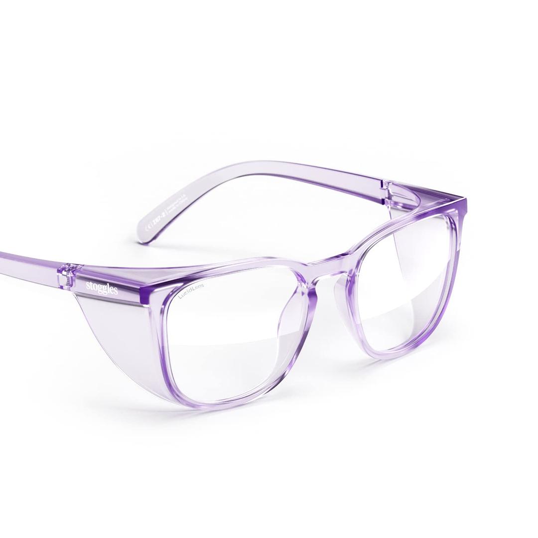 Stoggles Square Z 87.1 Certified Polycarbonate Safety Glasses, Scratch & Shatter-Proof, Blue-Light & UV Blocking Lens, Top & Side Shields, Anti-Fog Dip Coated, Durable, Protective & Stylish Eyewear