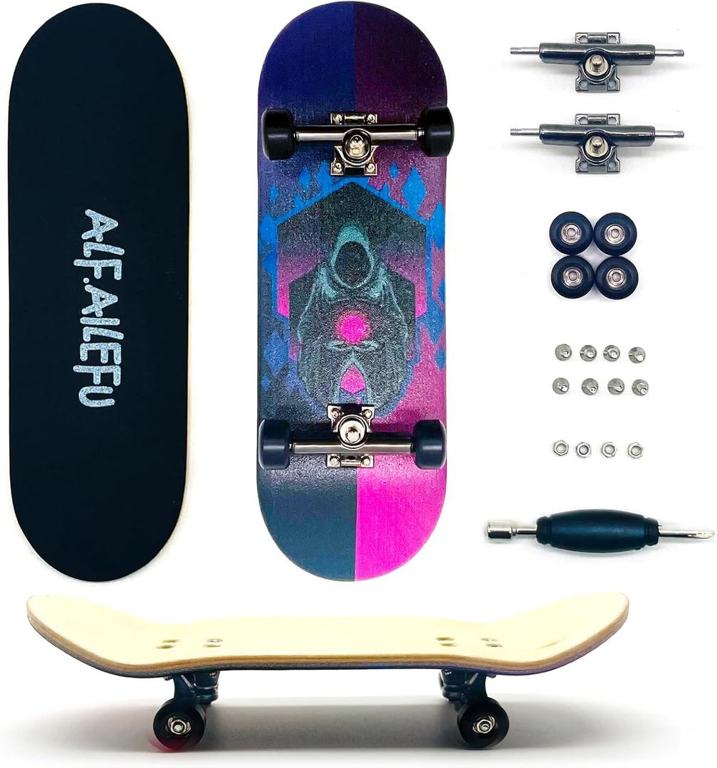 Pro Fingerboard 32mm Wooden Board Professional Finger Skateboard Trucks CNC Wheels with Bearings (Death)