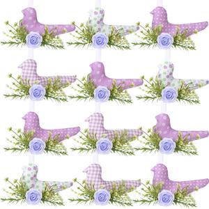 Mindsoft 12 Pcs Christmas in July Tree Ornaments Summer Bird Hanging Decorations Purple Bird Party Decor Wreaths for Summer Home Supplies Party Gifts