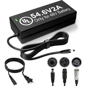 48V Lithium Battery Charger UL Certified 54.6V 2A Fast Charger for Electric Bike, with Auto Shutoff, Intelligent Temperature Control & Fire-Resistant Case