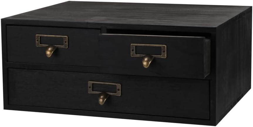 Wooden Storage Box Apothecary Drawers Vintage Wooden Box Wood Desktop Organizer Countertop Drawers Library Card Catalog Cabinet Apothecary CabinetBLACK 03