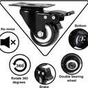 2" Caster Wheels Set of 8, Heavy Duty Casters with Brake, No Noise Locking Casters with Polyurethane (PU) Wheels, Swivel Plate Castors Pack of 8