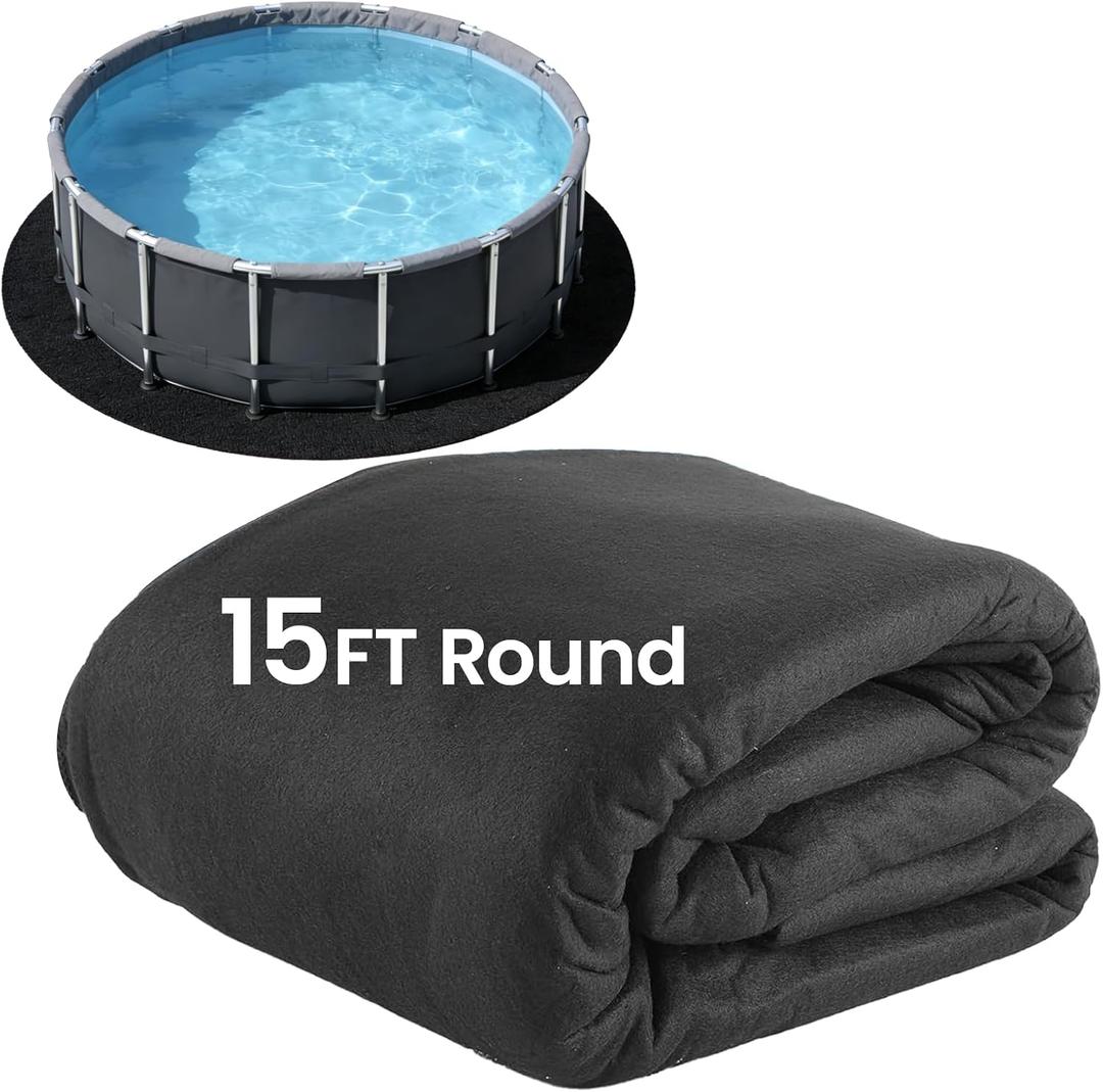 Poolvio 15-Foot Round Above Ground Pool Liner Pad, Geotextile Under Padding, Extends Liner Life, Puncture & Weed Barrier, Eco-Friendly Fabric