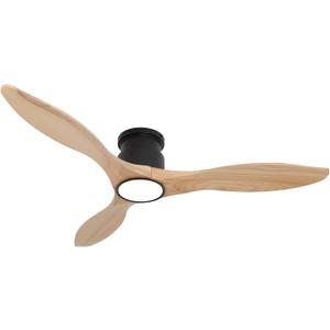 Ceiling Fans with Lights Remote 52inch Solid Amber Color Wood Fan Timing 6 Speeds Silent Reversible DC Motor 3CCT LED Light with Memory Lighting Function Indoor Outdoor Fan Farmhouse Bedroom